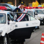 滋賀県警高速隊が交通安全県民運動出発式　冬期の事故防止を啓発