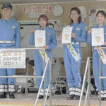 富山県警高速隊がタレント3人を一日隊長に　安全運転を呼びかけ