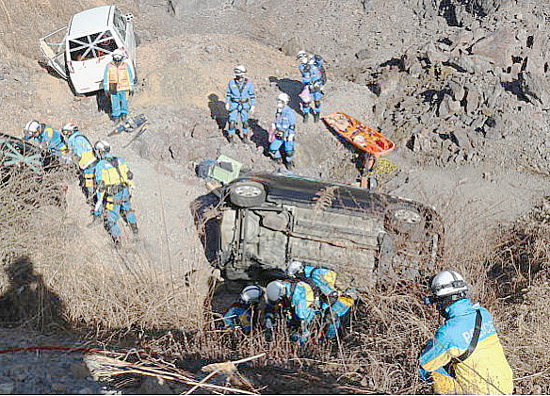 九州管区と大分県警が災害救助訓練　大分市内の砕石場で各種対応を確認