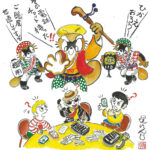 ニセ電話詐欺防止の啓発作品　長崎県浦上署がたぬき絵作家から受贈