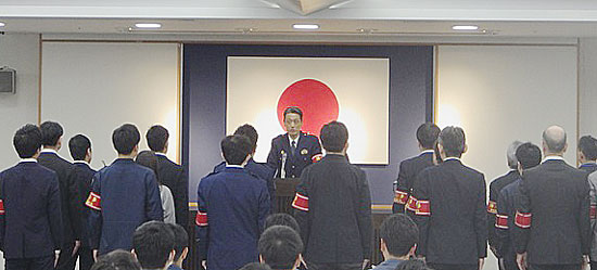 福岡県博多署で「新・博多治安対策推進室」の発足に伴うキックオフ式