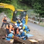 災害に備え　山梨県上野原署が官民共同の対応訓練